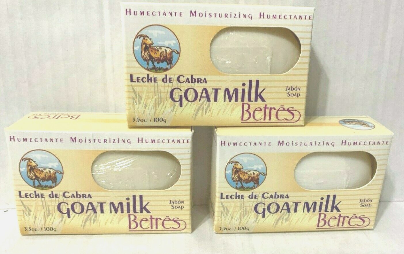 Betres Goat Milk Cleansing Bar Soap/Jabon Leche de Cabra,(3-Pack)3.5 oz.
