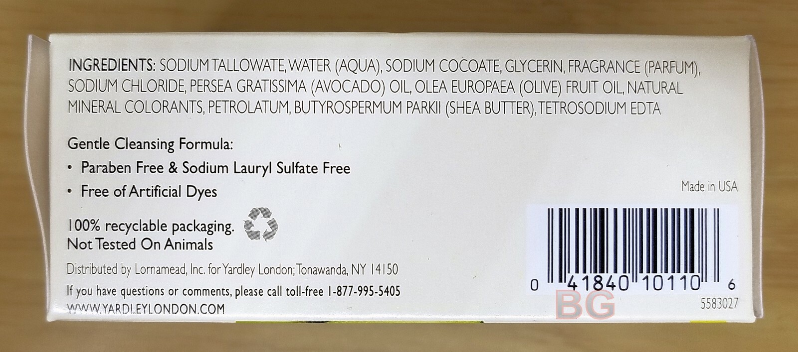 YARDLEY SOAPS 4.25 oz ALOE & AVOCADO Skin Moisturizer 1 Bar New FREE Shipping