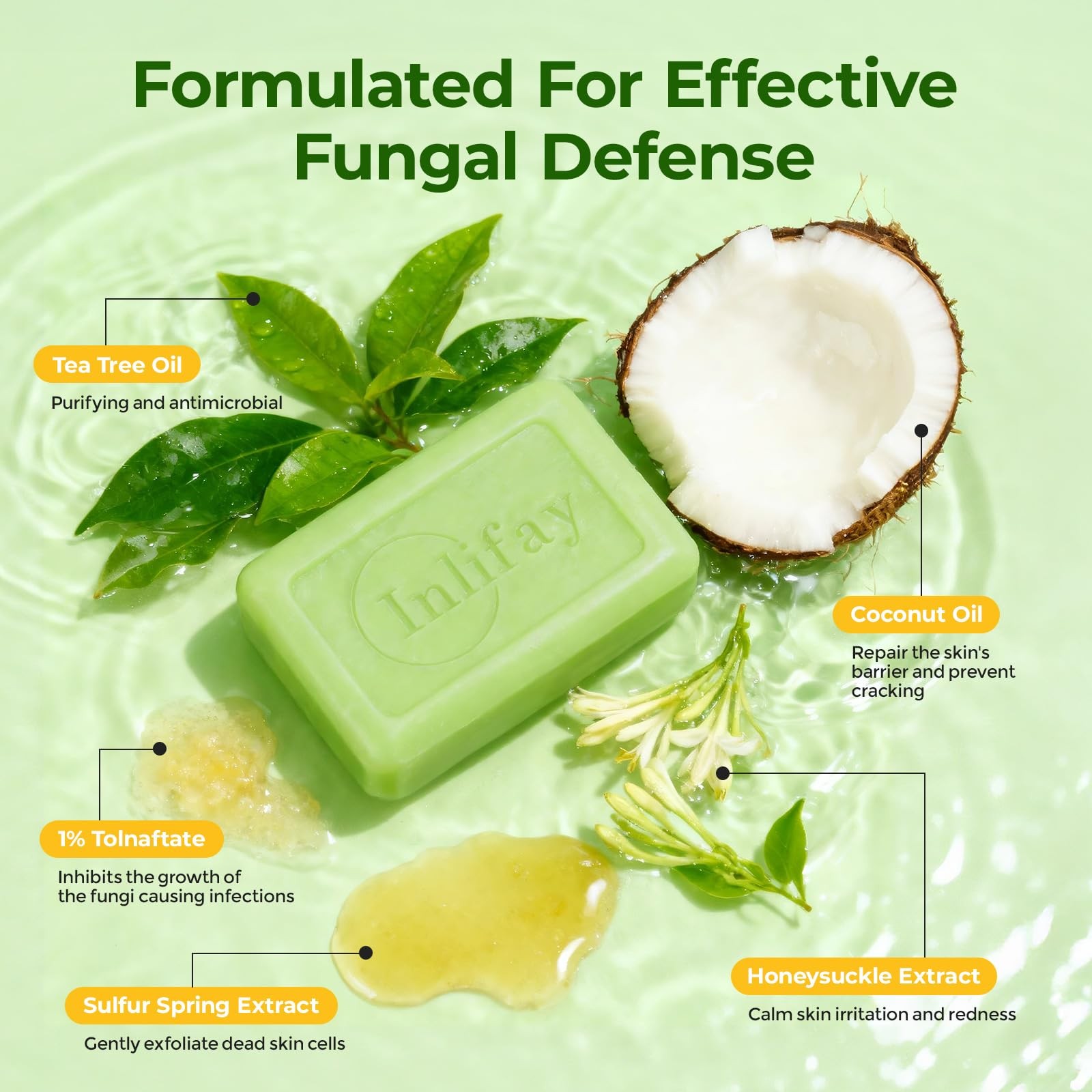 Tolnaftate 1% Antifungal Bar Soap : Athletes Foot Ringworm Jock Itch Fast Itc…