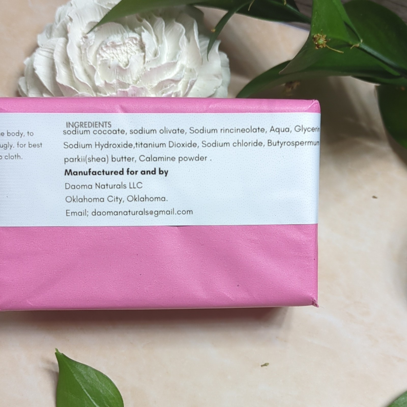 Daoma Naturals Calamine Soap Bar 7.5 oz Pink Glycerin Body Hands Face Unisex