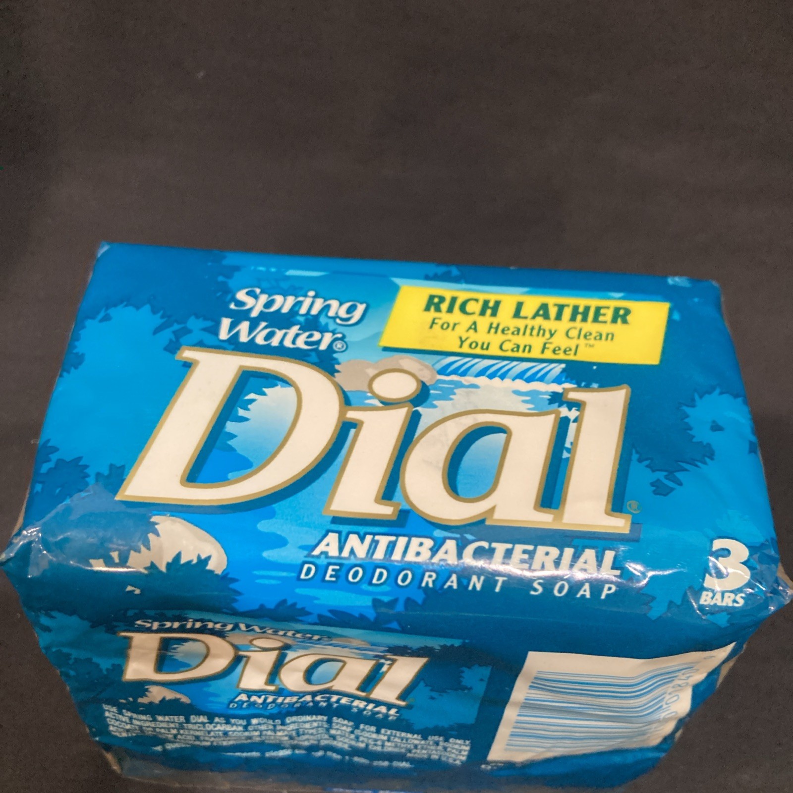 Dial Spring Water Antibacterial Deodorant Soap White Bath Bars 3) 4.5oz NOS 1999