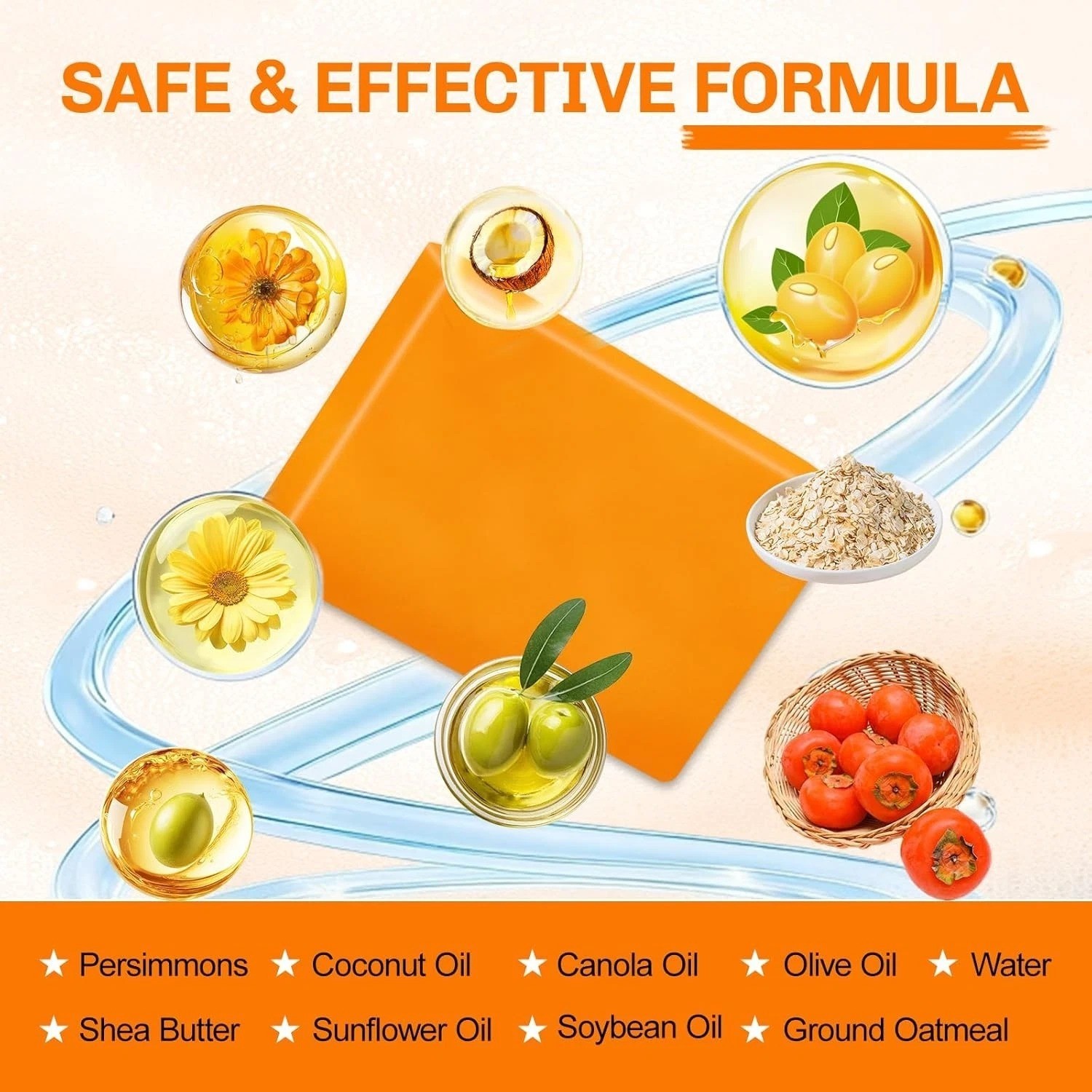5 Pack Persimmon Soap Bar Body Odor Control Natural Deodorant for Men & Women