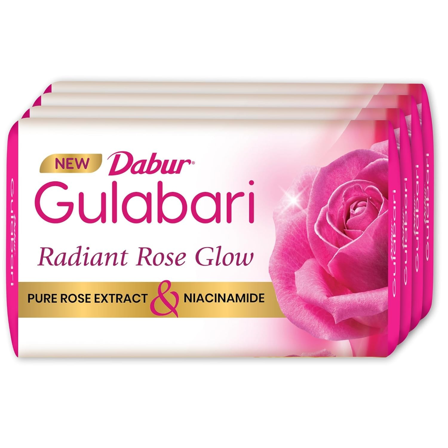 Dabur Gulabari Pure Rose Soap 150g (Pack of 4) | Long Lasting Fragrance |
