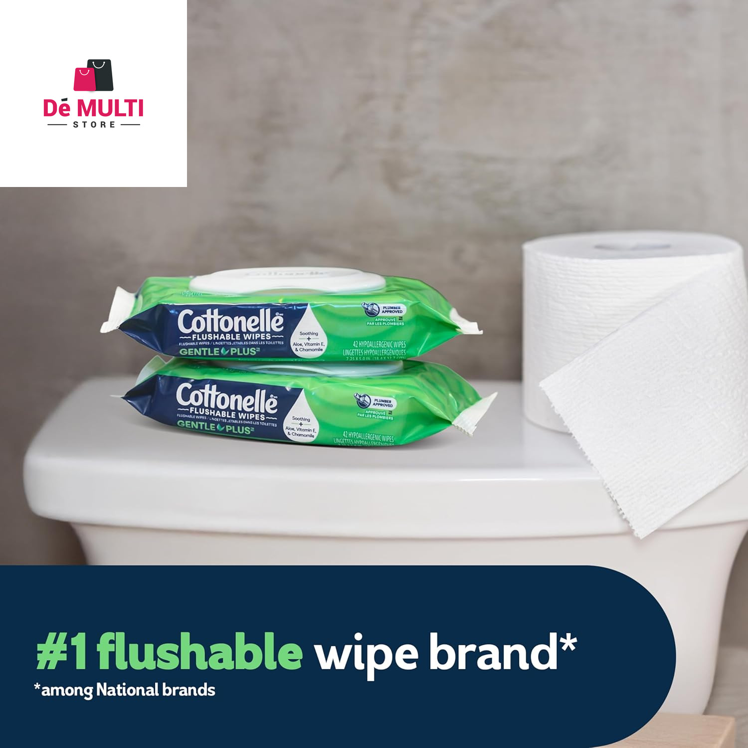 Cottonelle GentlePlus Flushable Wipes, 4 Flip-Top Packs, 42 Wipes per Pack