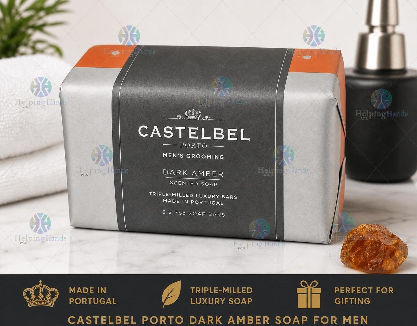 Castelbel Porto Dark Amber 2 x 7oz Soap Bars for Men – Made in Portugal