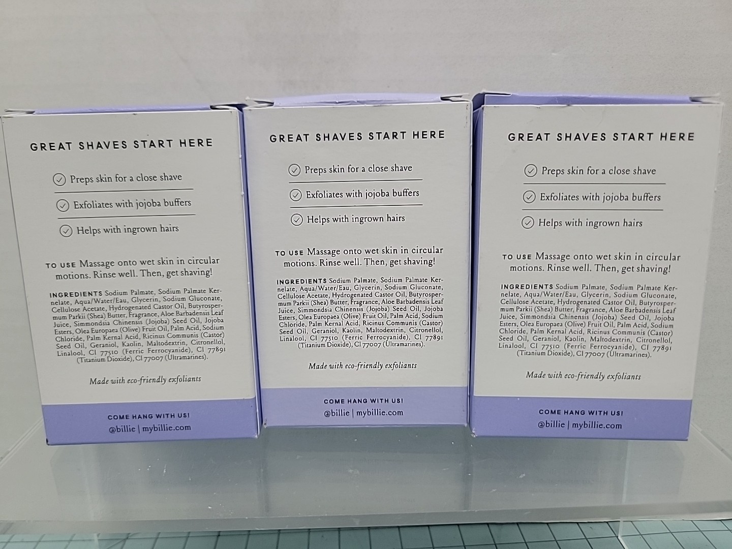 Billie Body Buffer – Pre-shave Exfoliating Bar – 3.5 oz – 3 Pack