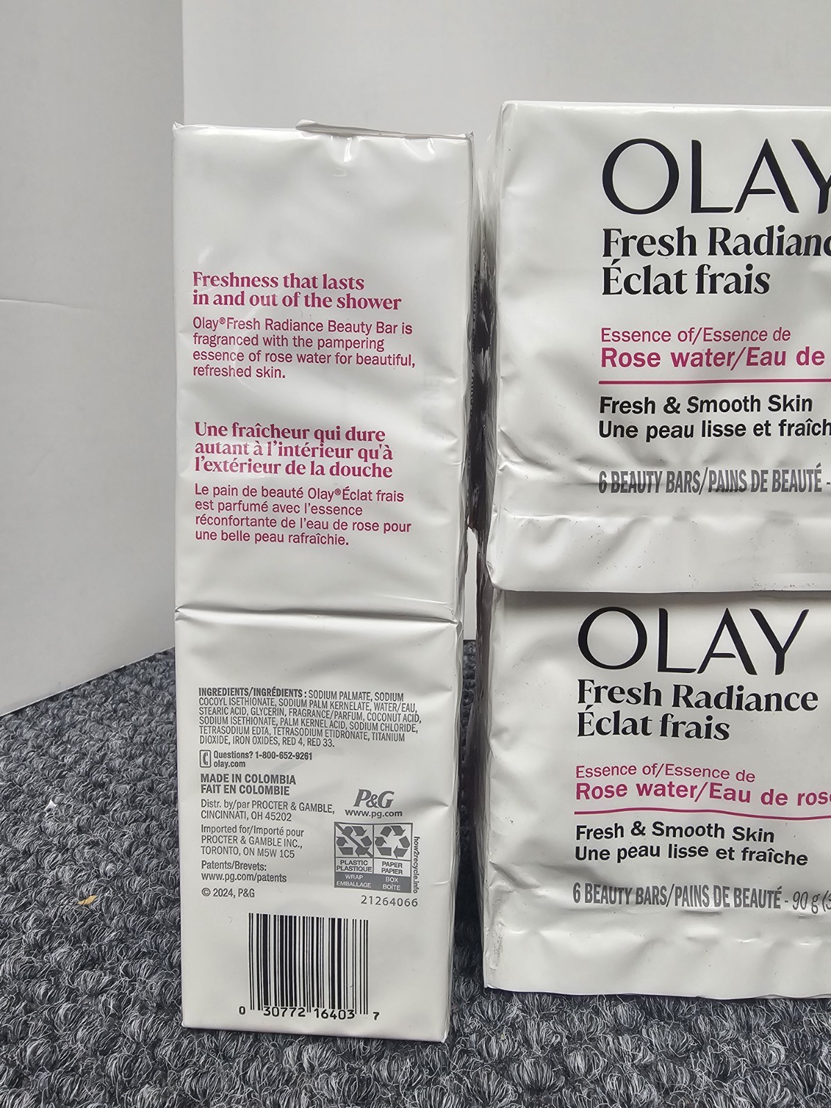 Lot of 3, OLAY 6 pk Fresh Radiance Beauty Bar Soap w/Rose Water – total 18 bars