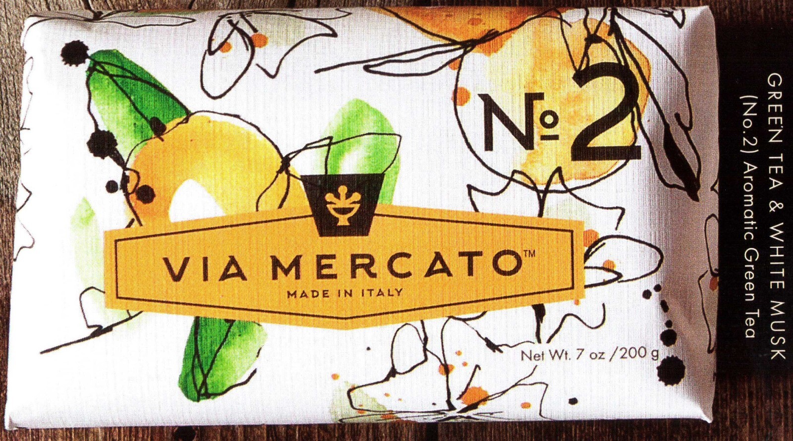 Via Mercato No.2 Soap Bar * CASE OF 12 * Green Tea and White Musk 200 gram Bath