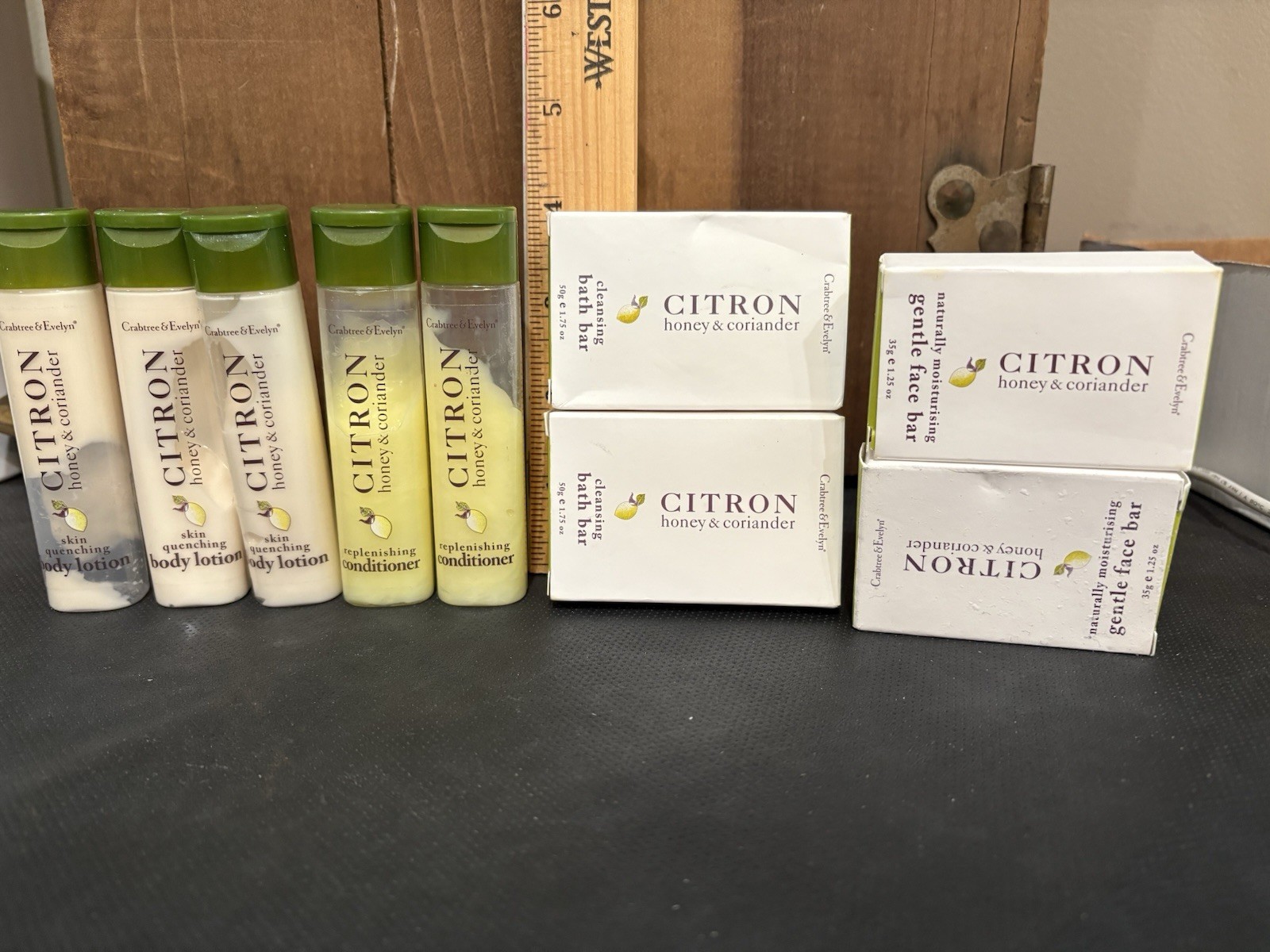 Crabtree & Evelyn Citron & Honey Coriander lot soaps, and minis New Travel