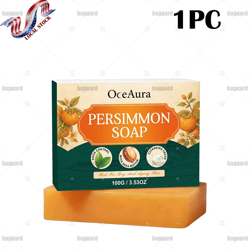 Persimmon Soap Bar for Body Odor Control Professional Skin Cleaning Soft Smooth