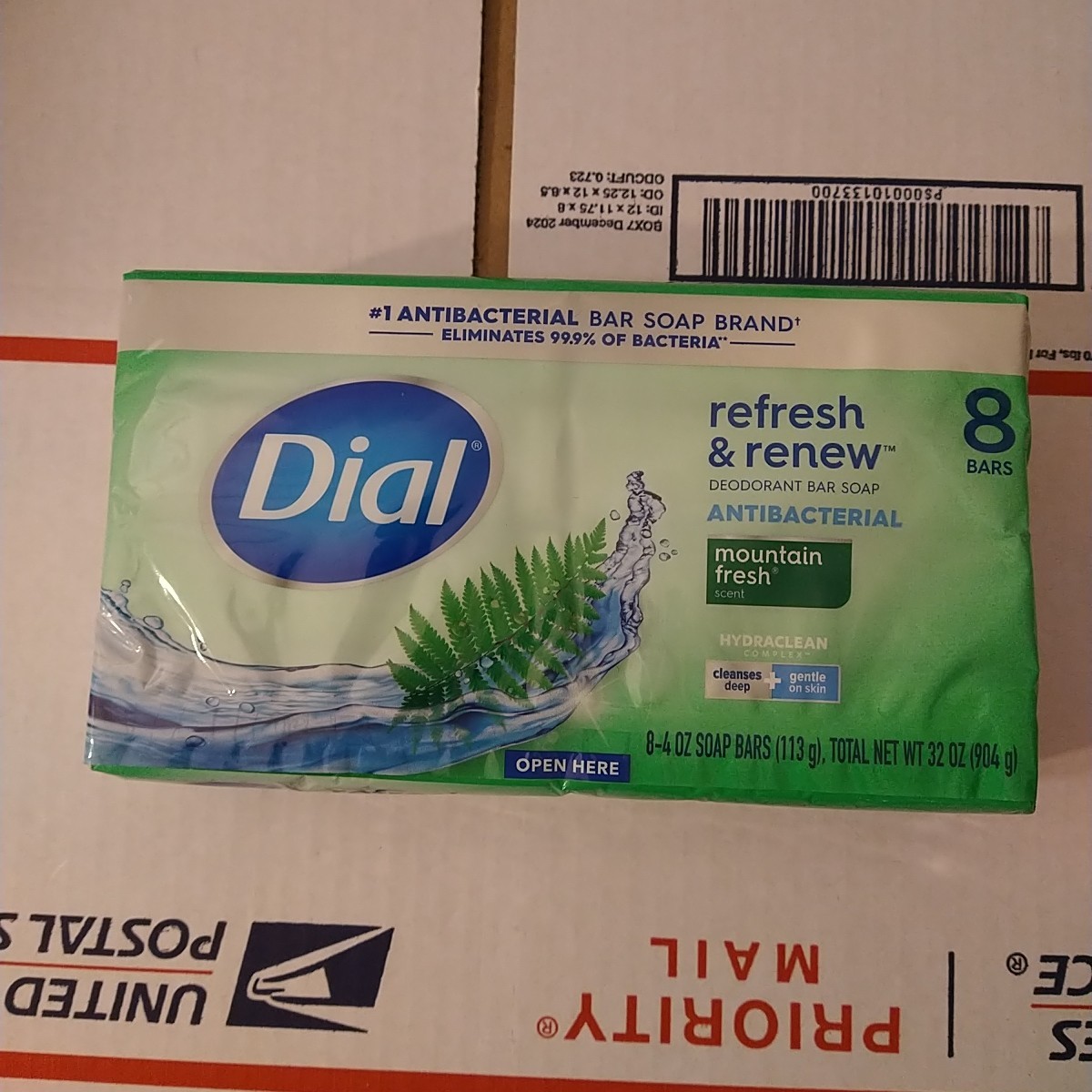 Dial Antibacterial Bar Soap, Refresh & Renew, Mountain Fresh, 4 oz, 8 Bars Pack