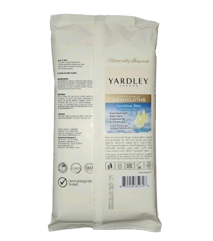 💙 YARDLEY LONDON (2PK) 18-CT 12″X8″ 🫧●DISPOSABLE WASHCLOTHS●🫧 Sensitive Skin.
