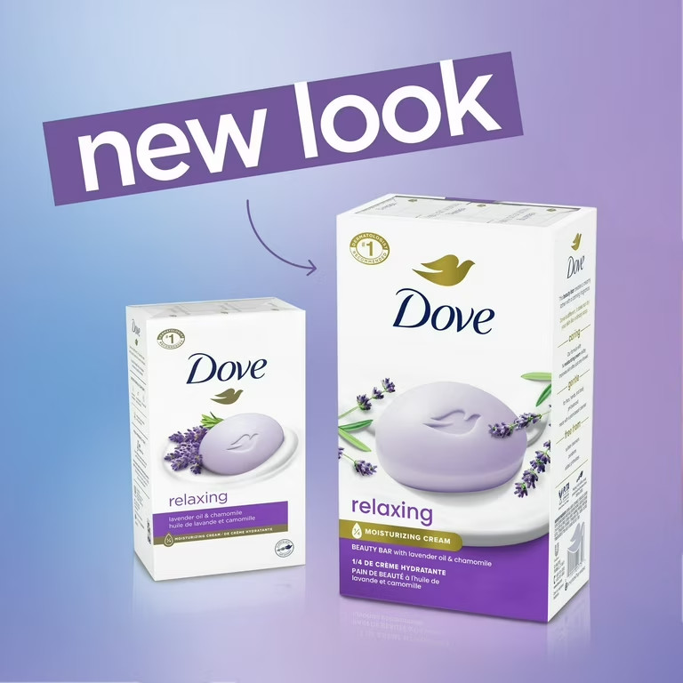 Dove Relaxing Lavender Beauty Bar with Lavender and Chamomile Scent 3.75 Oz