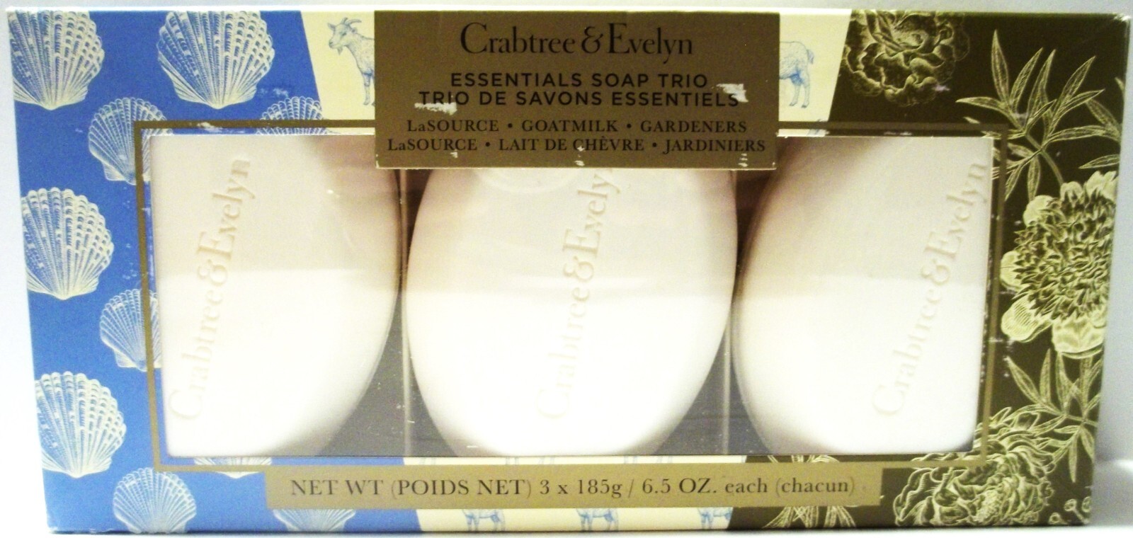 Crabtree & Evelyn GOATMILK Bar Soap, 6.5 oz/185 g., NEW x 3