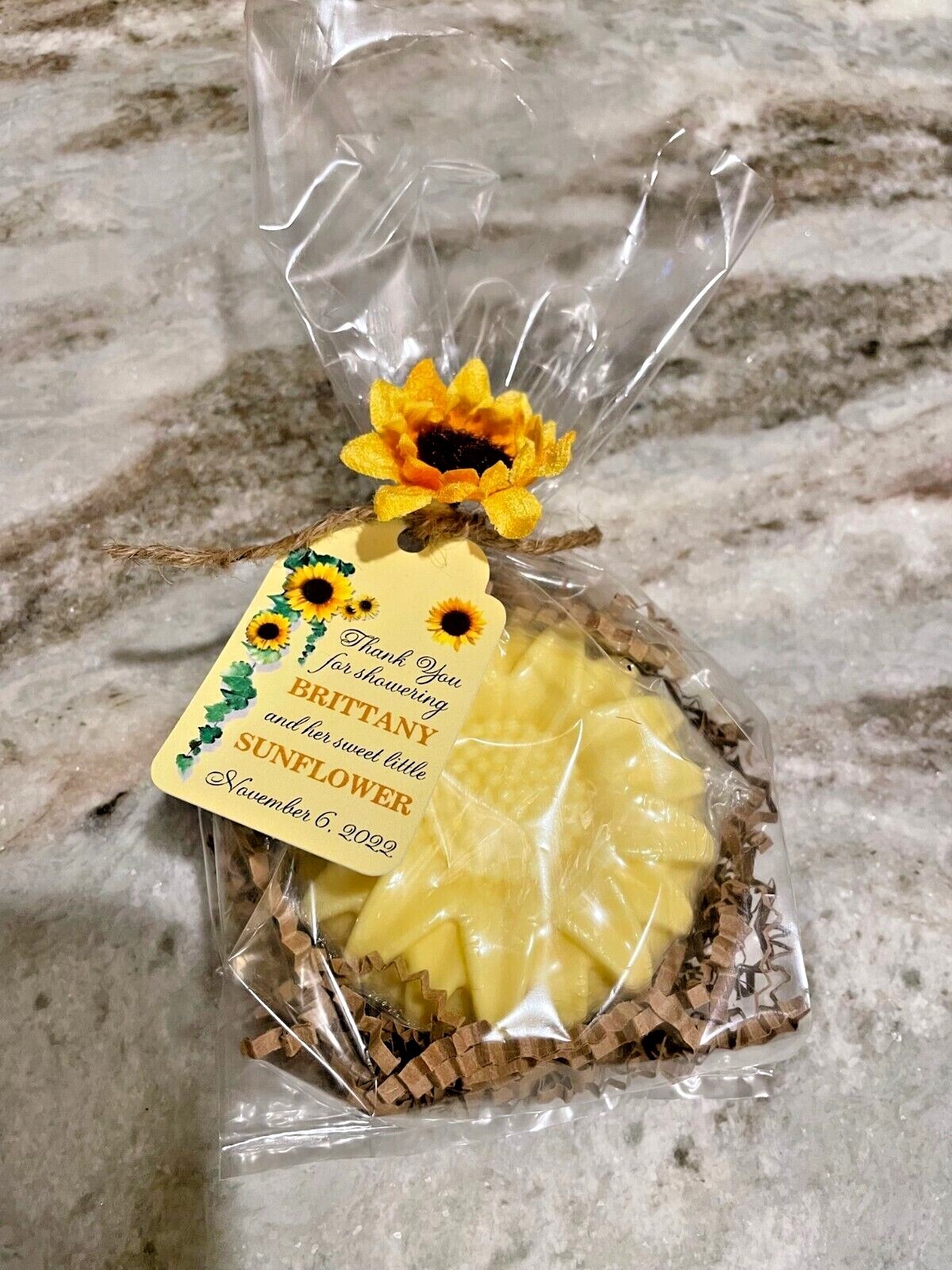 Sunflower Shea Butt Soap Favors for Baby Showers, Bridal Showers, etc