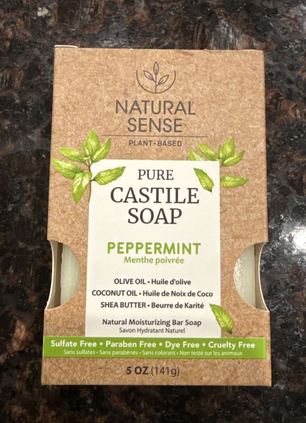 Natural Sense Pure Castile Peppermint & Almond Bar Soap 5 Oz Plant Based 4 Pack