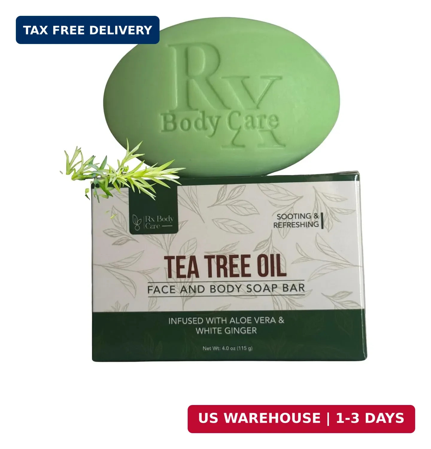 Tea Tree Oil Soap Bar For Face & Body 4.0 oz | Antiseptic Cleanser Against Odor,