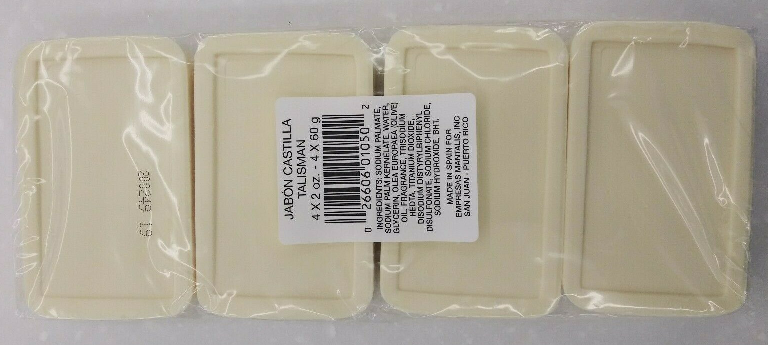 New 4 Jabon Castilla Castile Soap Bars Talisman Made in Spain 2 oz Each