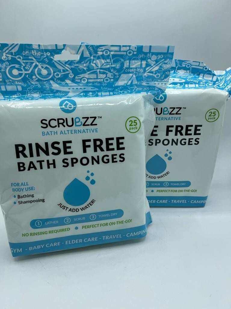 Scrubzz Disposable Rinse Free Bathing Wipes – 50 Pack All-in-1 Single Use Shower