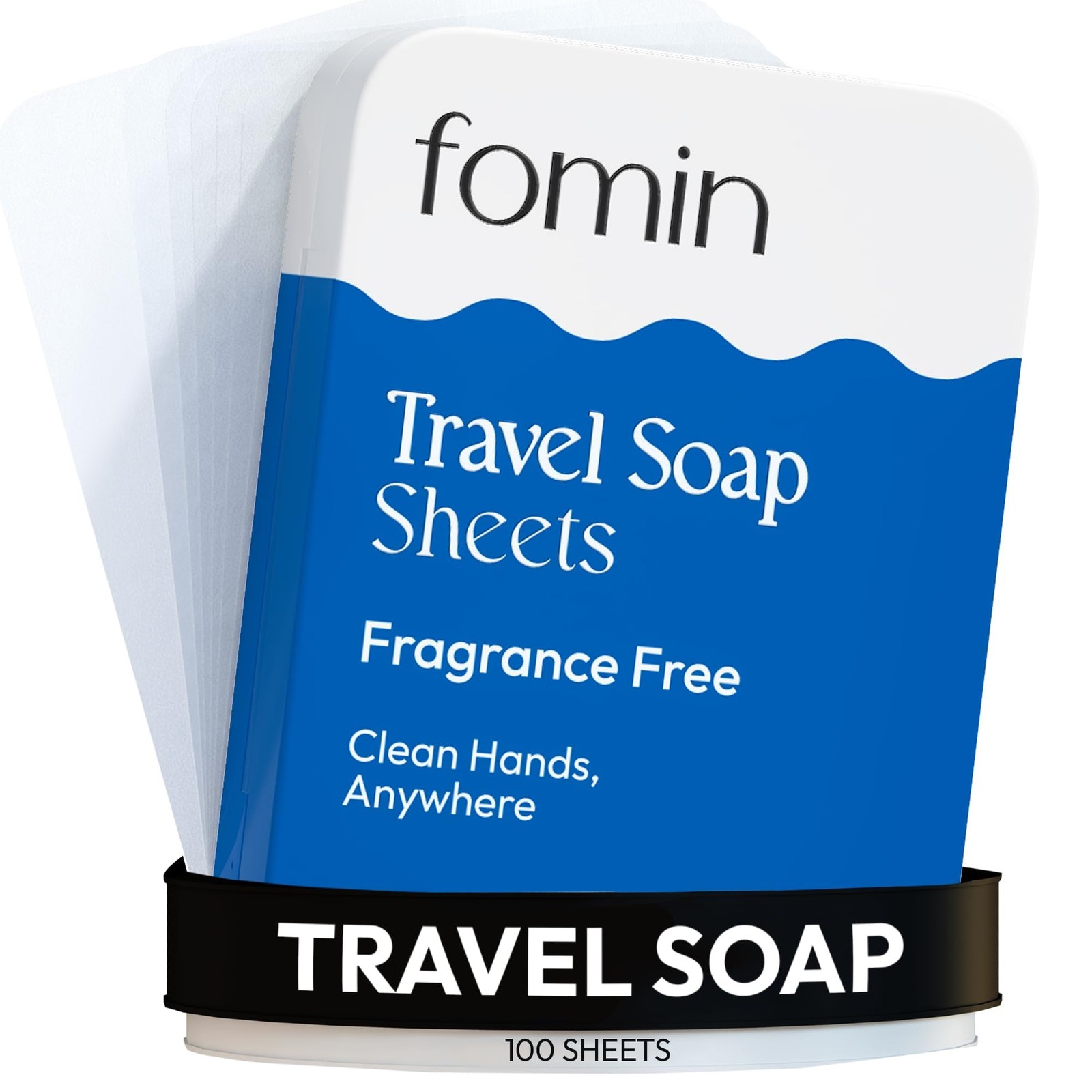 FOMIN Portable Paper Soap Sheets 100 Pack Travel Size Unscented