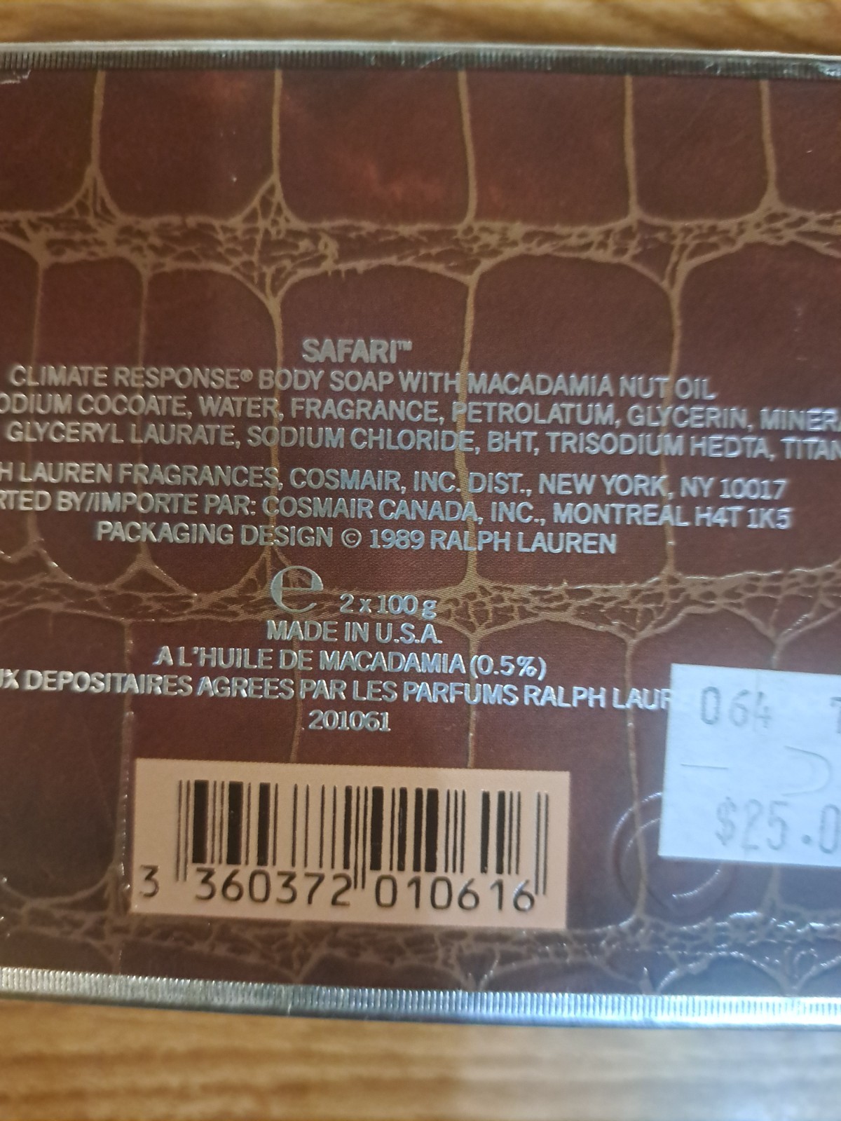 VTG 1989 RARE RALPH LAUREN SAFARI FOR MEN 3.5 OZ BODY SOAP – EMPTY BOX ONLY!!