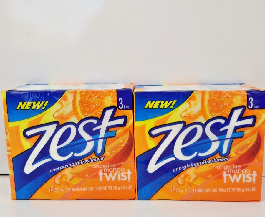 NEW 6 Full Size 4.5oz Bar Zest Tangerine Mango Twist Deodorant Soap Discontinued