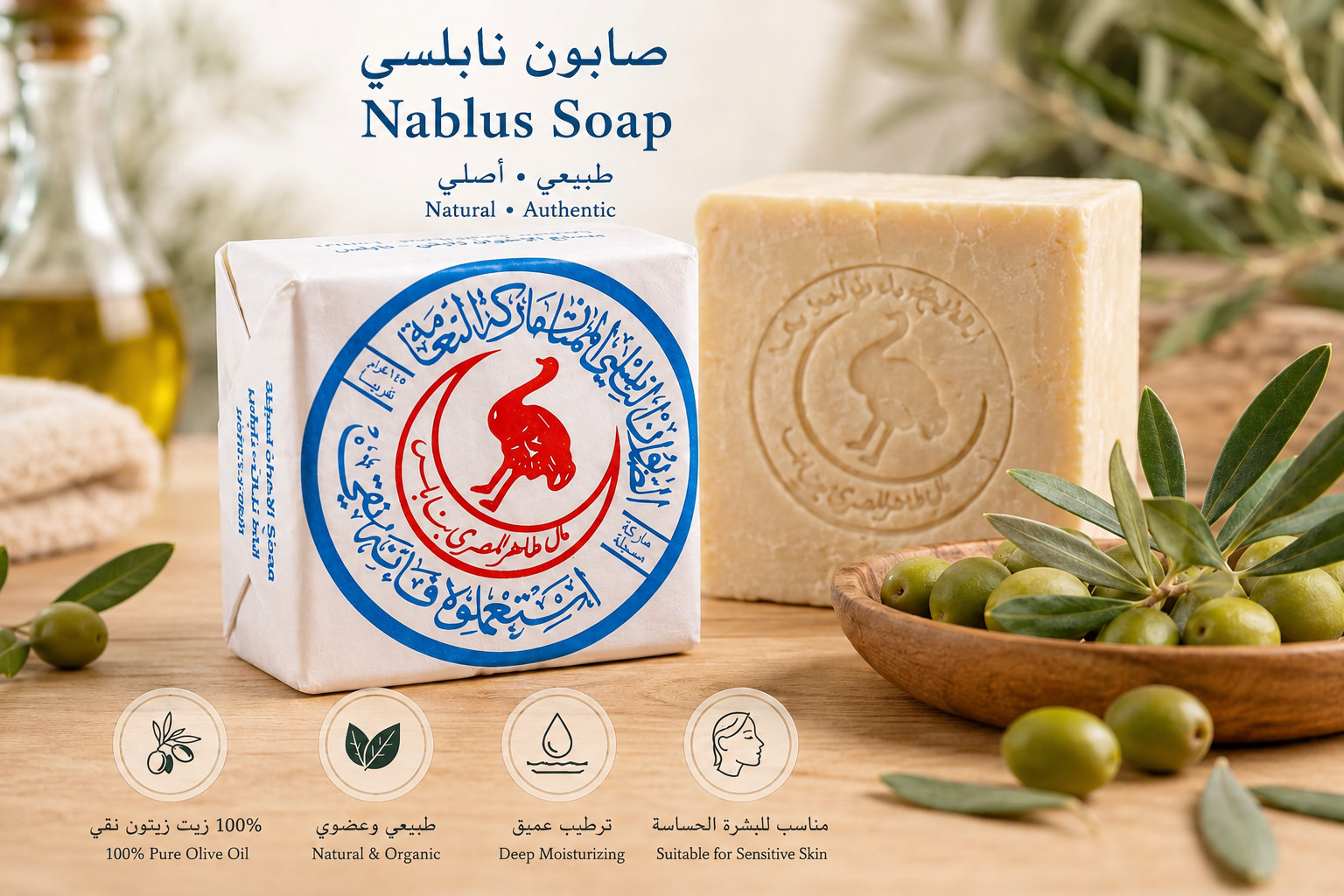 Traditional Nablus Soap Organic Virgin Olive Oil صابون نابلسي زيت زيتون بكر