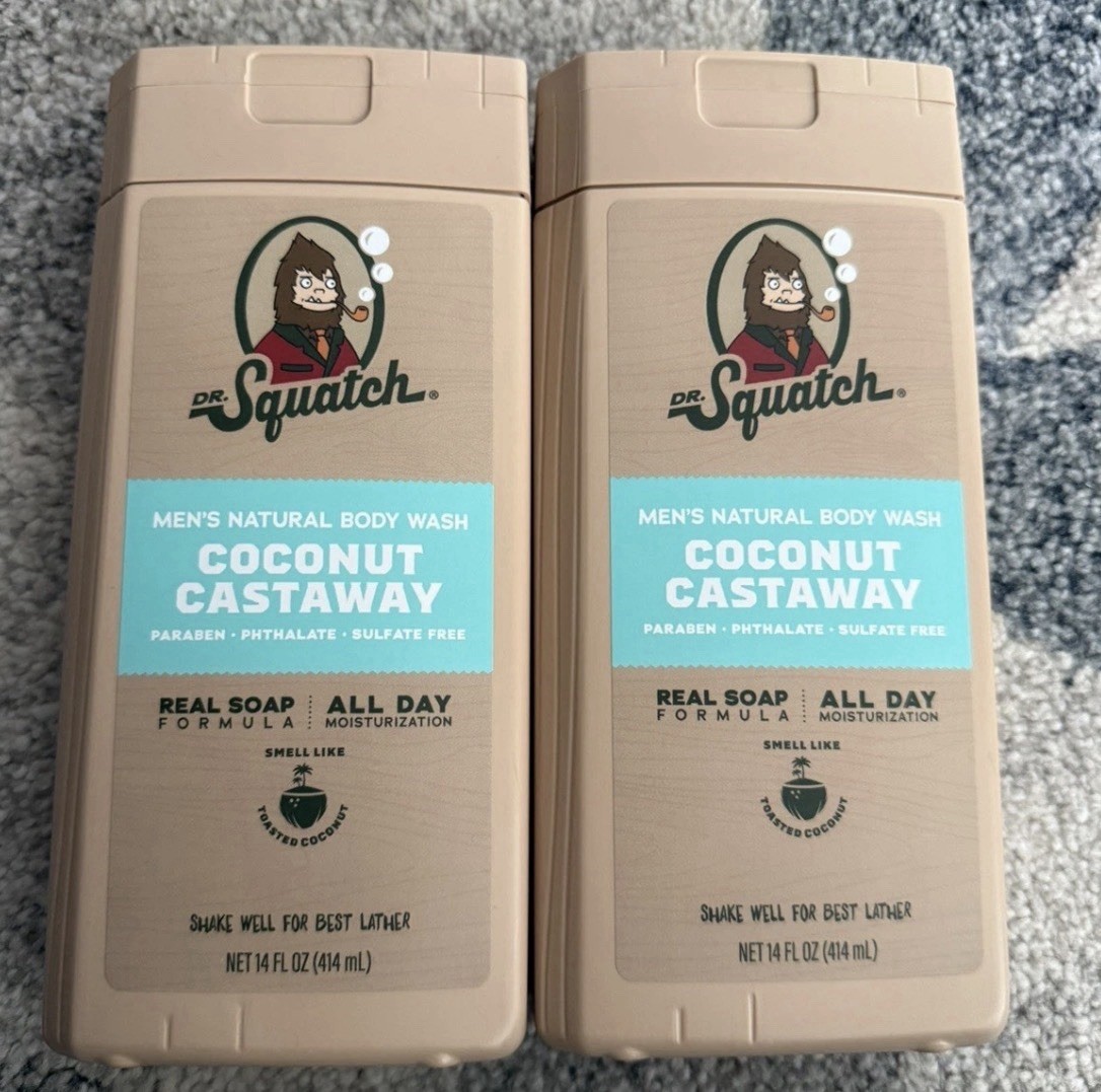 2 Dr Squatch Mens Natural Body Wash Coconut Castaway 14 Fl Oz Each