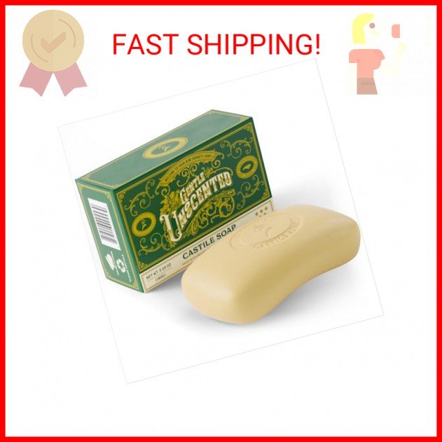 Castile Unscented Bar Soap – 1 Natural Soap Barsfor Men, Women, and Kids – EWG V