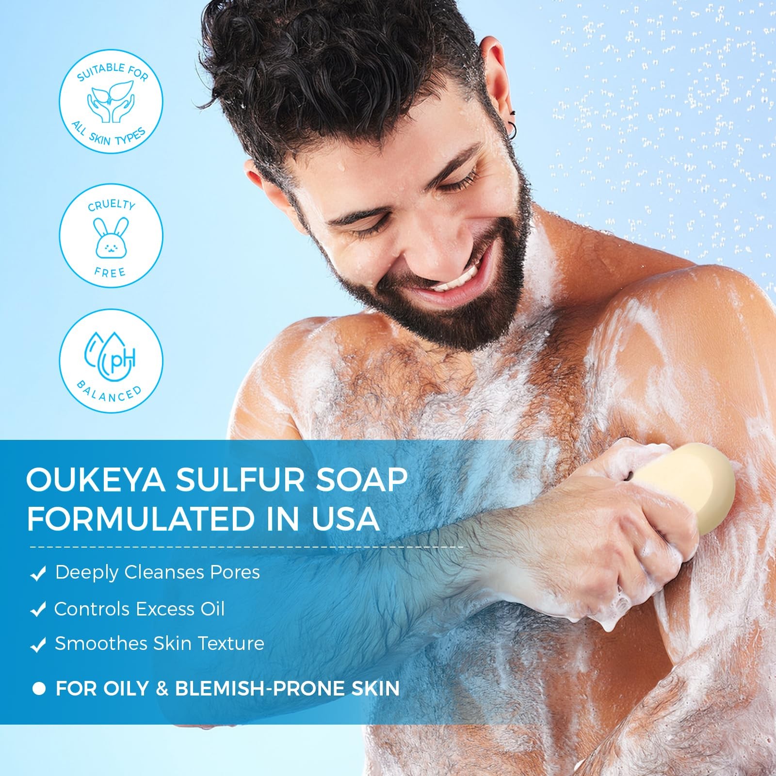 OUKEYA Sulfur Soap with 10% 4.05 Ounce (Pack of 1), 4.05Oz 1)