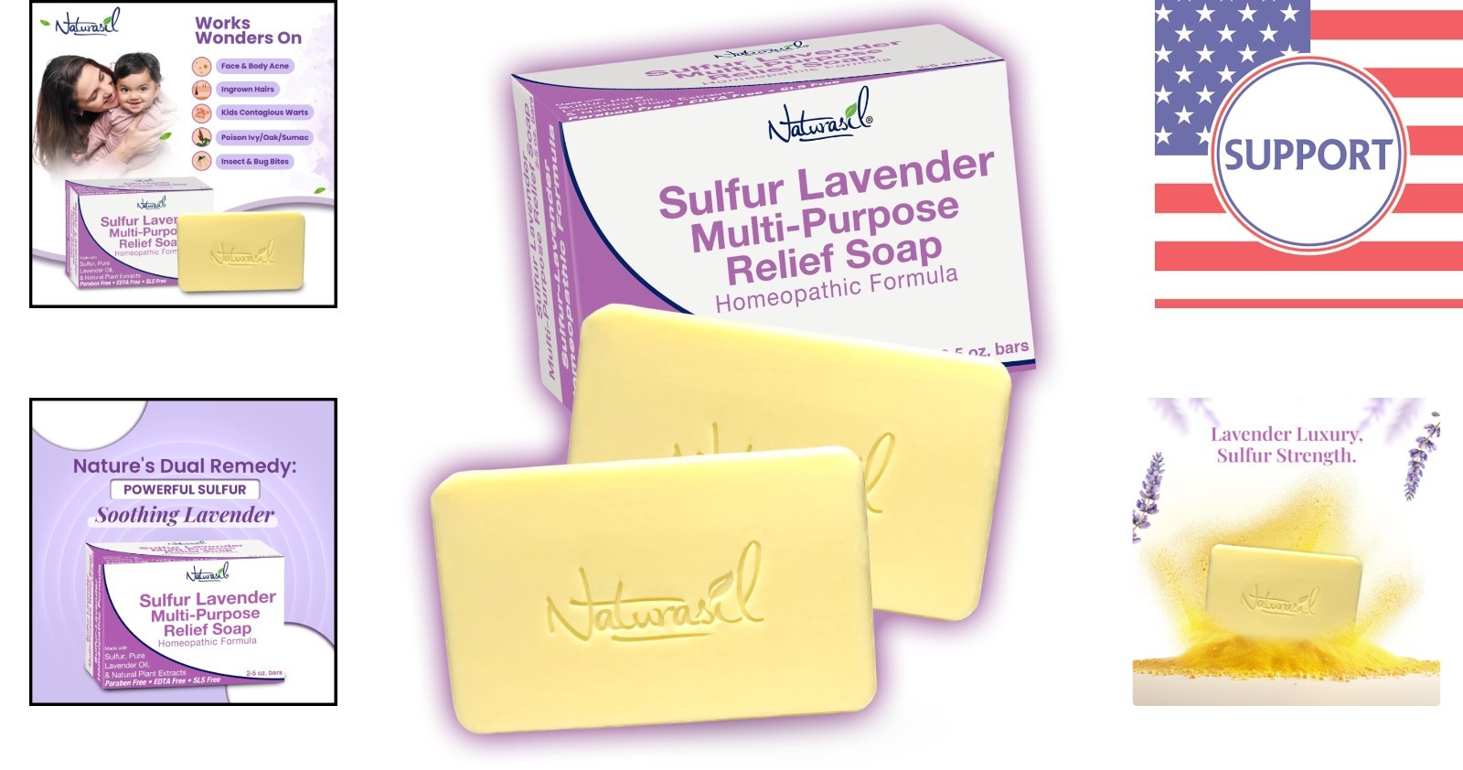 Cruelty-Free Sulfur-Lavender Soap – Soothes Itching and Irritation (10oz Total)
