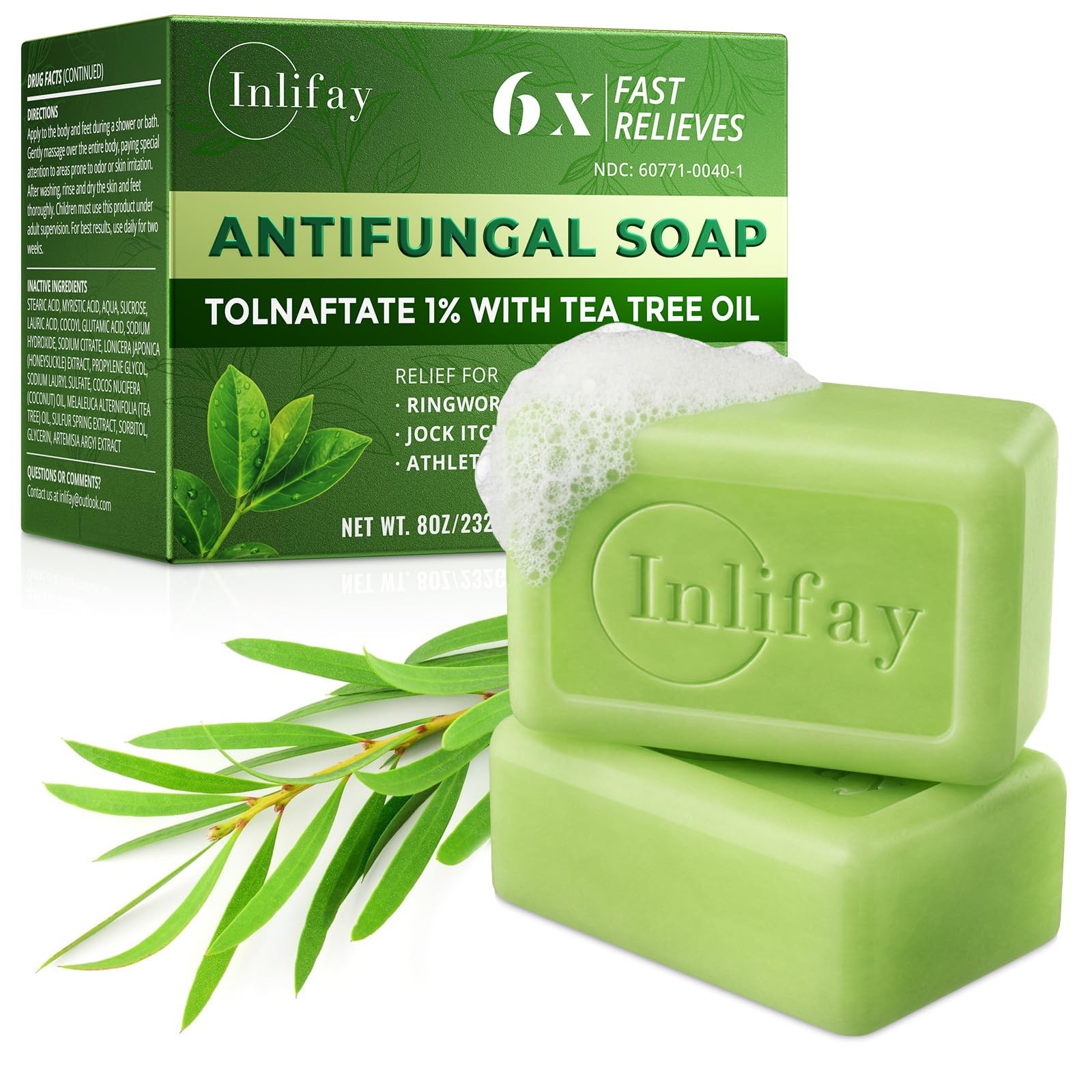 Tolnaftate 1% Antifungal Bar Soap : Athletes Foot Ringworm Jock Itch Fast Itc…