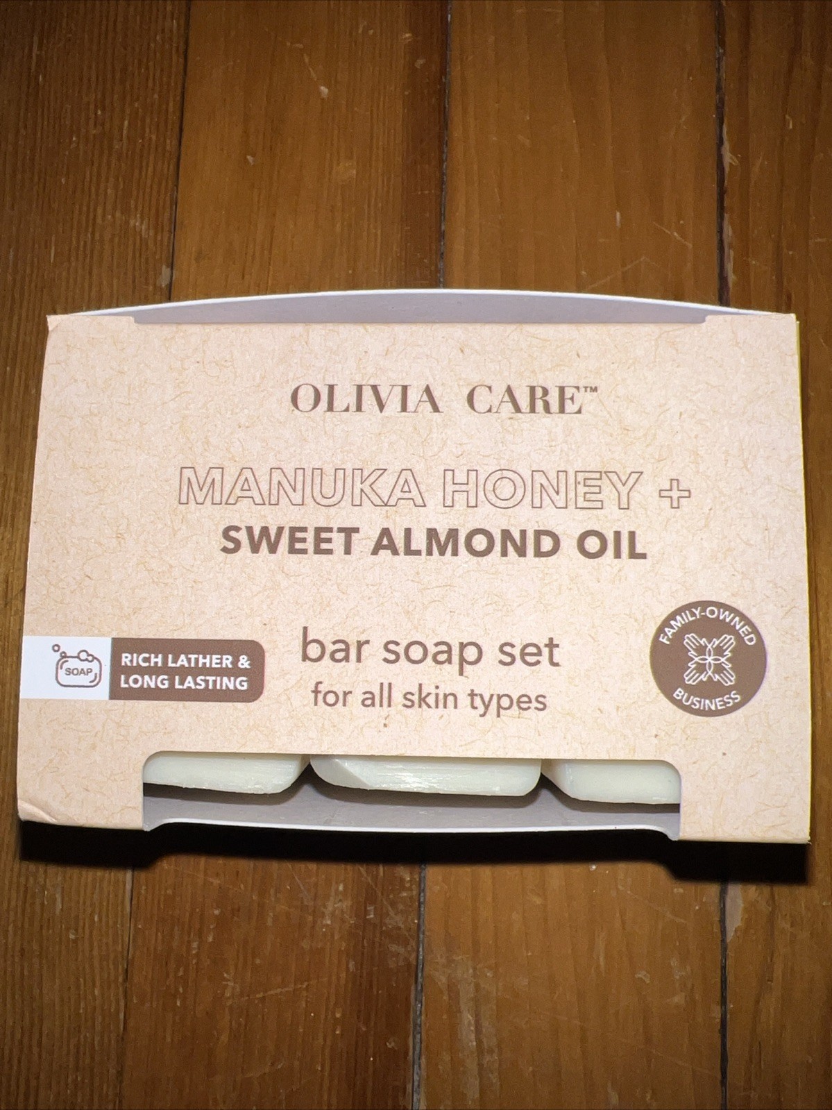 Olivia Care Manuka Honey & Sweet Almond Oil Bar Soap 3pc Set 5oz each New!!