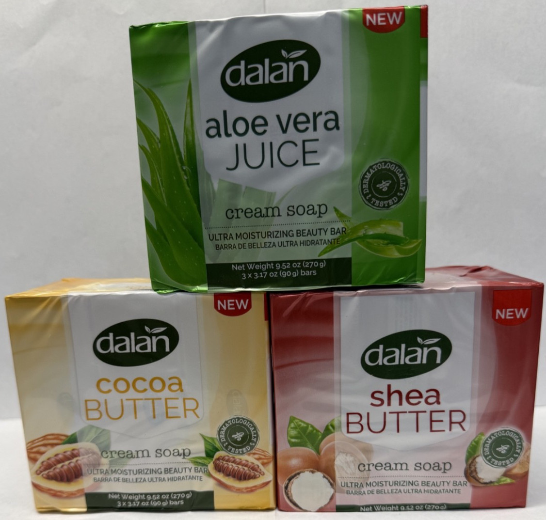 9 BARS SOAP SHEA , COCOA BUTTER AND ALOE VERA DALAN 3.17 OZ EACH FREE SHIPPING