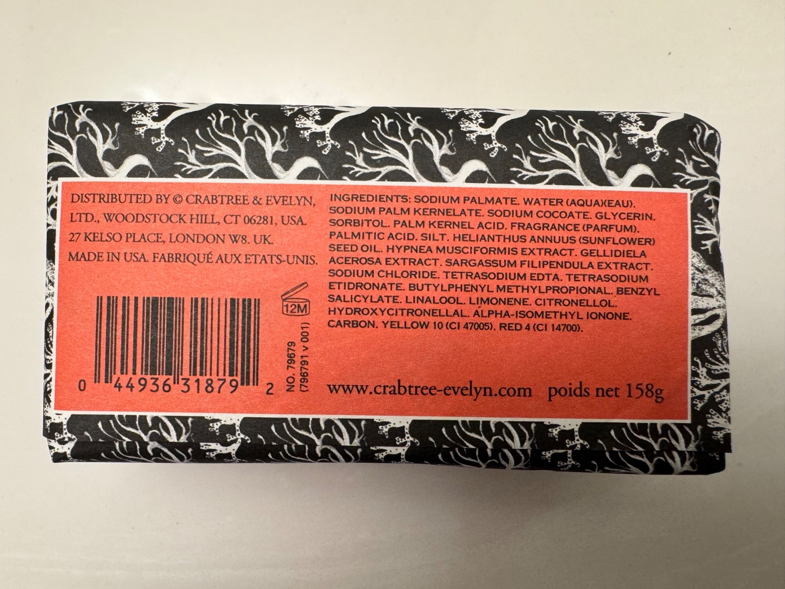 Crabtree & Evelyn Black Sea Mud Seaweed Triple Milled Soap 5.6oz Bar