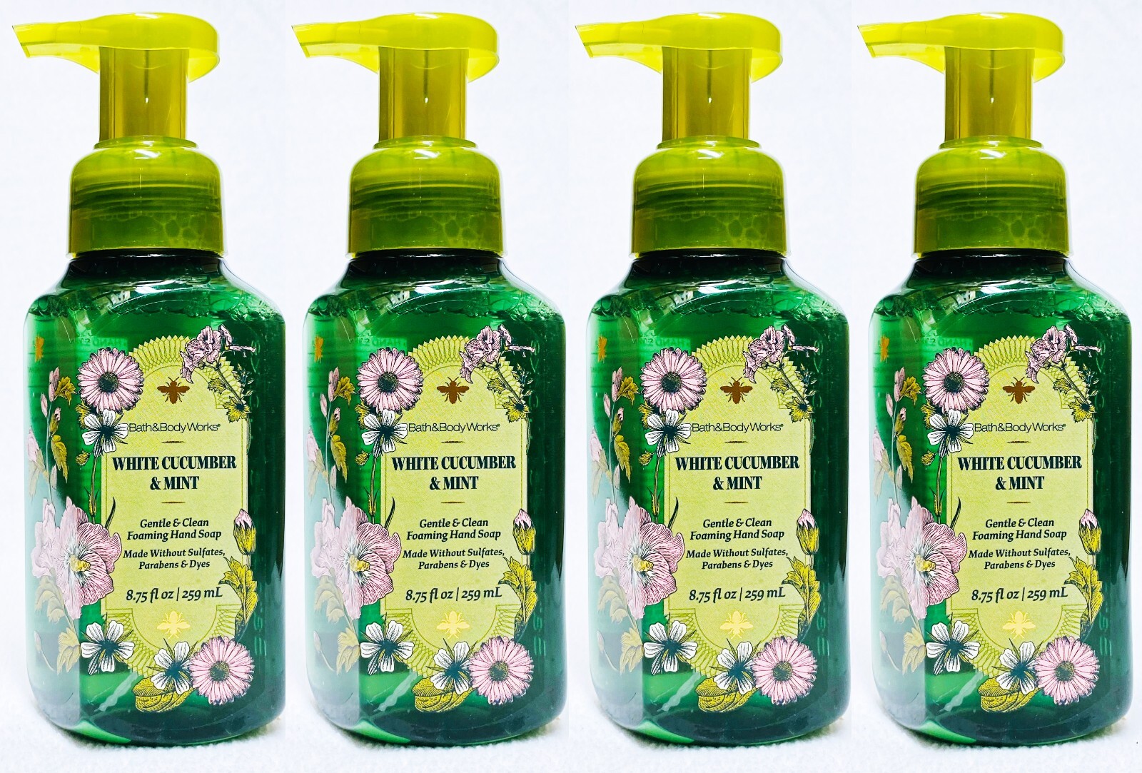 4 Bath & Body Works WHITE CUCUMBER MINT Gentle Foaming Hand Soap 8.75 oz