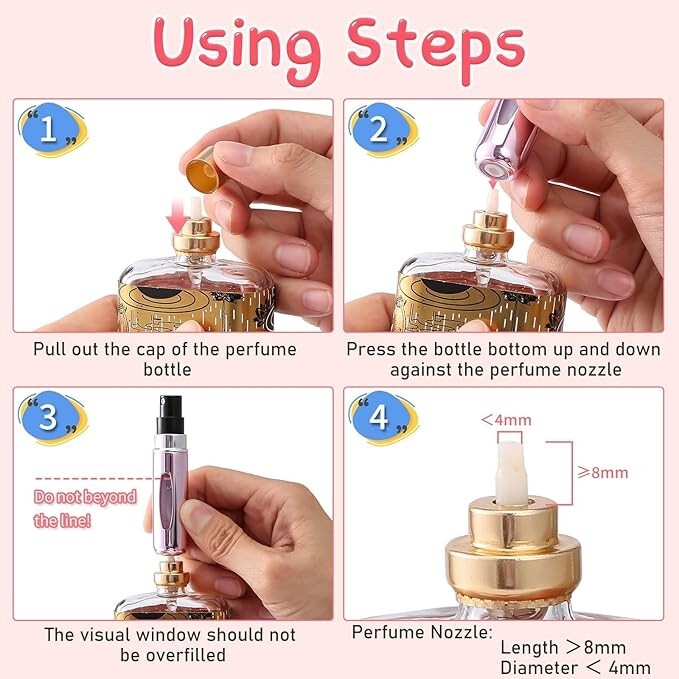 5 Pcs Travel Portable Mini Refillable Perfume Atomizer Bottle Spray Pump Case
