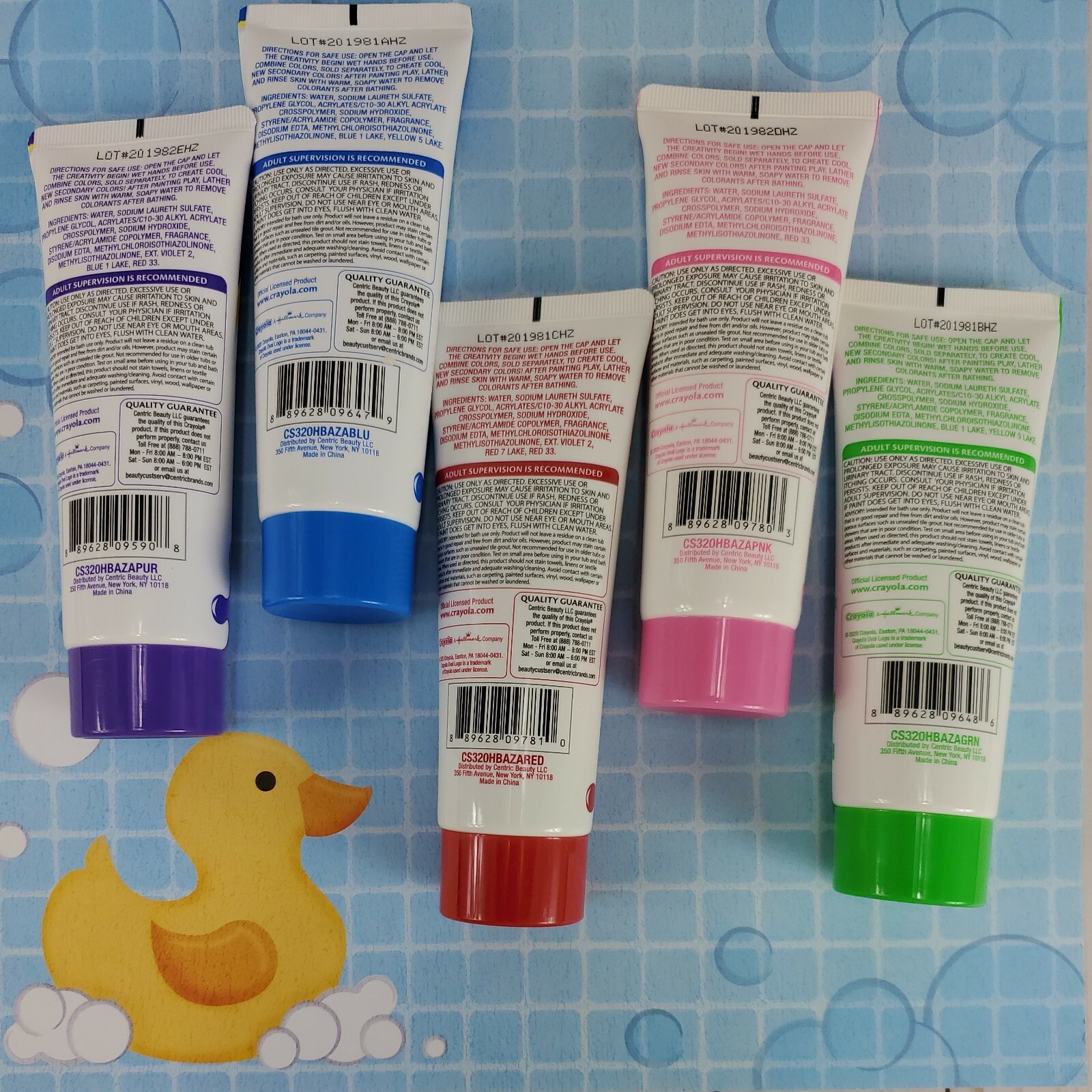 Crayola Bathtub Finger Paint Soap 5PC SET: Kids 3oz: Blue Red Green Pink Purple