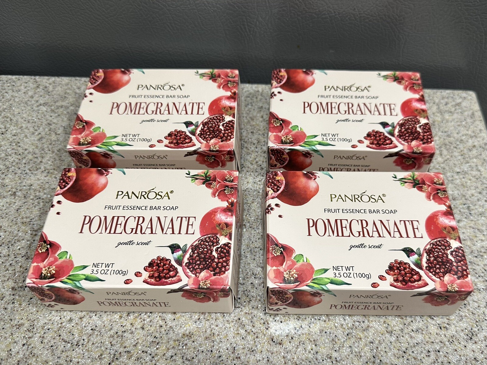 4 New PANROSA Fruit Essence Bar Soaps, POMEGRANATE 3.5oz, MADE IN USA