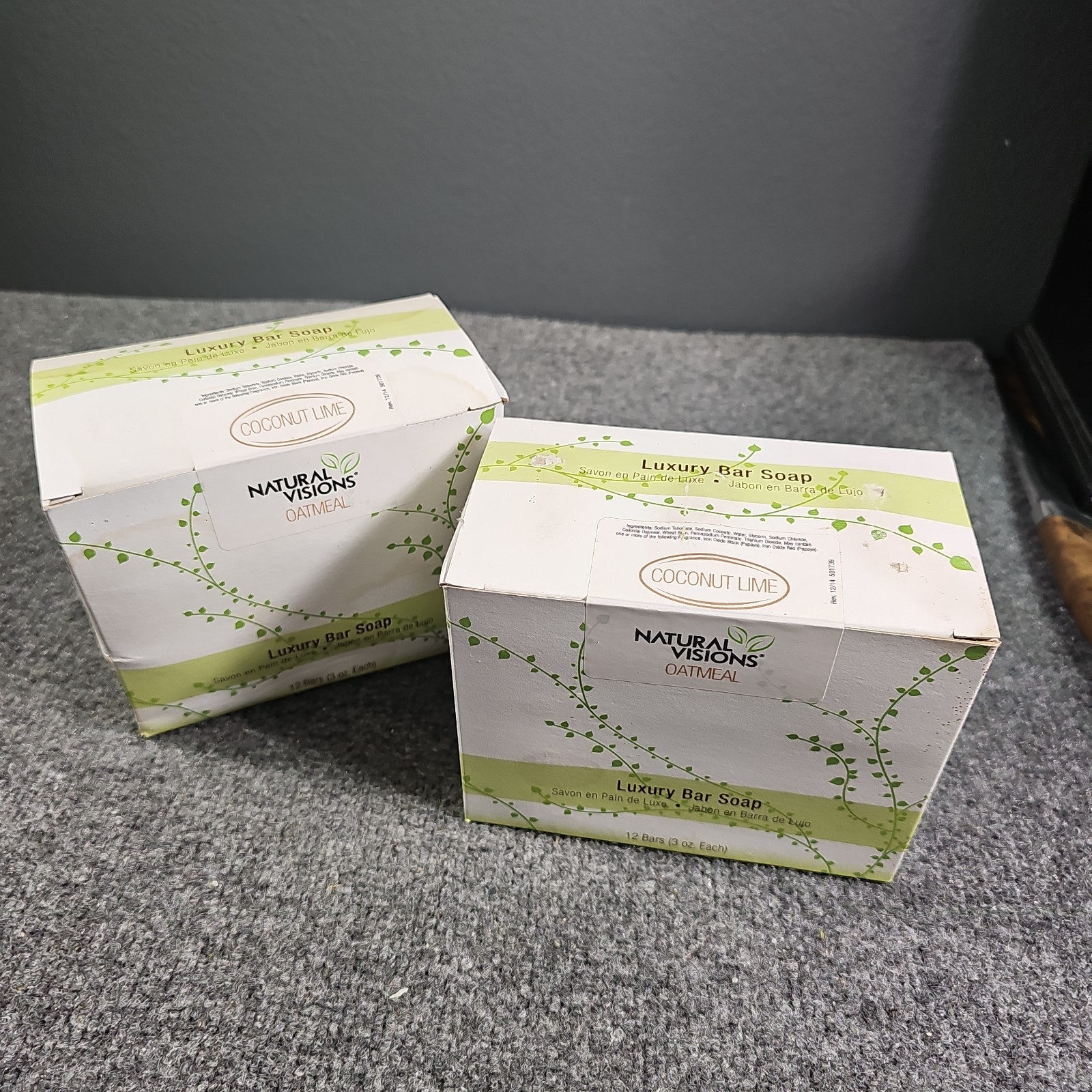 NATURAL VISIONS Oatmeal Luxury Bar Soap COCONUT LIME Lot X 2 Box 12 Bars Per Box