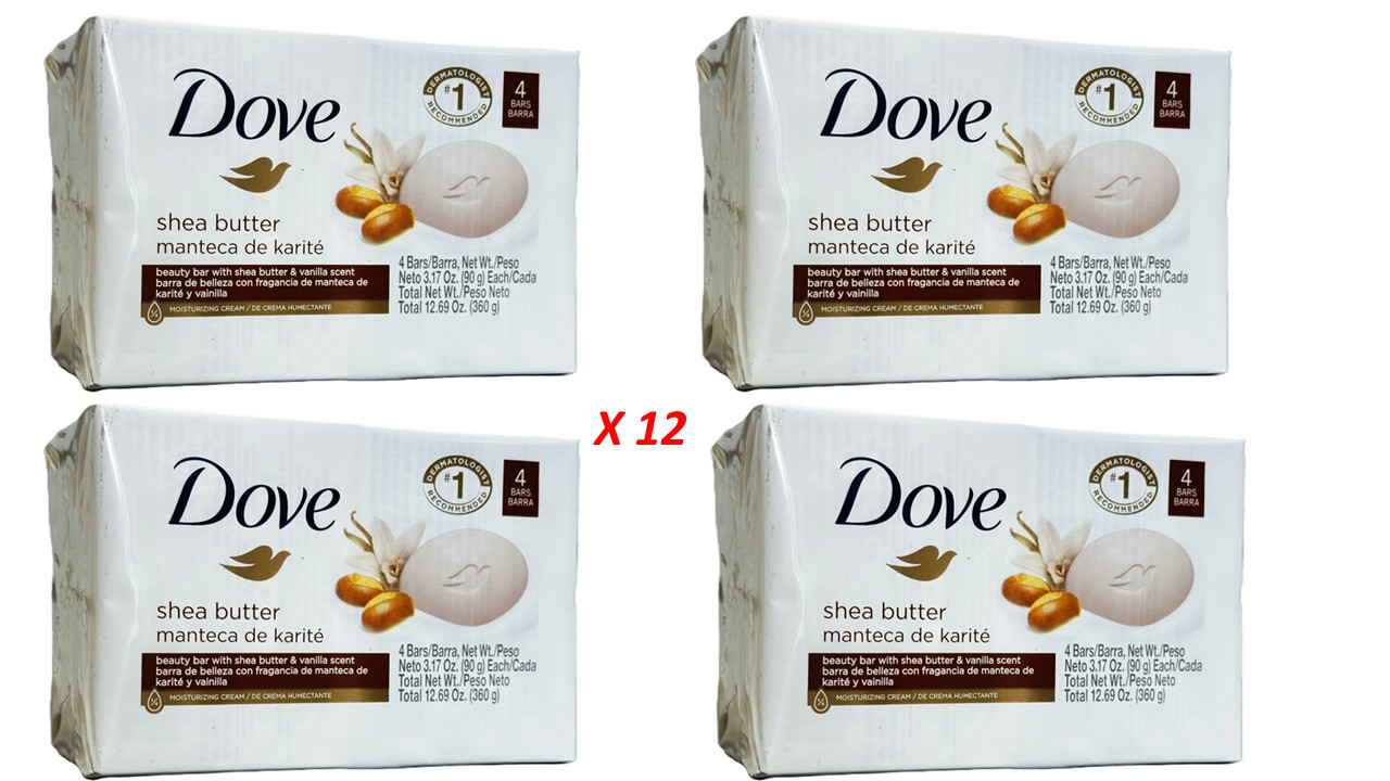 12 X Dove Shea Butter & Vanilla Bar Soap Pack of Twelve(12)