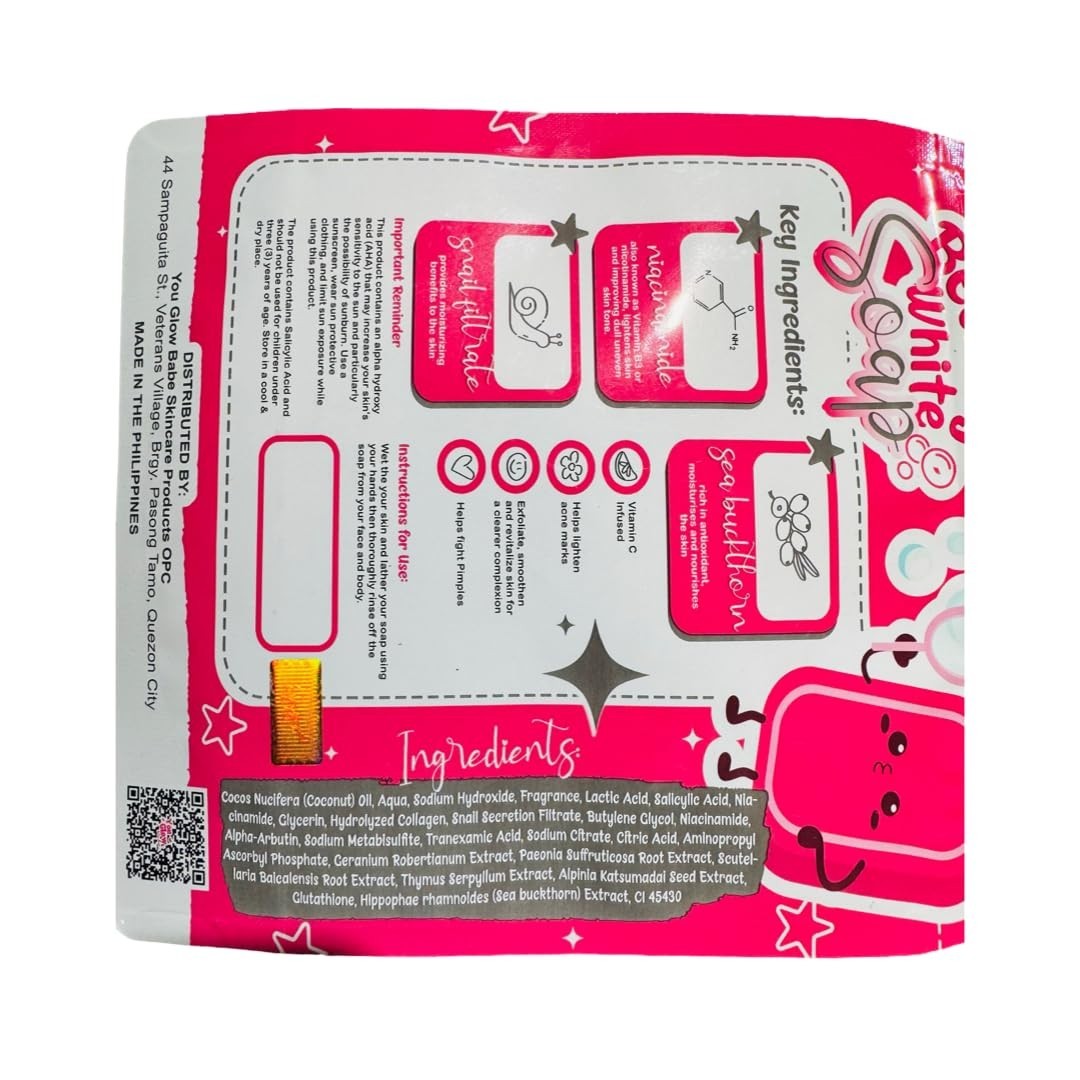 5 Bars Glow Babe Beauty Soap – Sea Buckthorn & Snail Extract, 70g Each