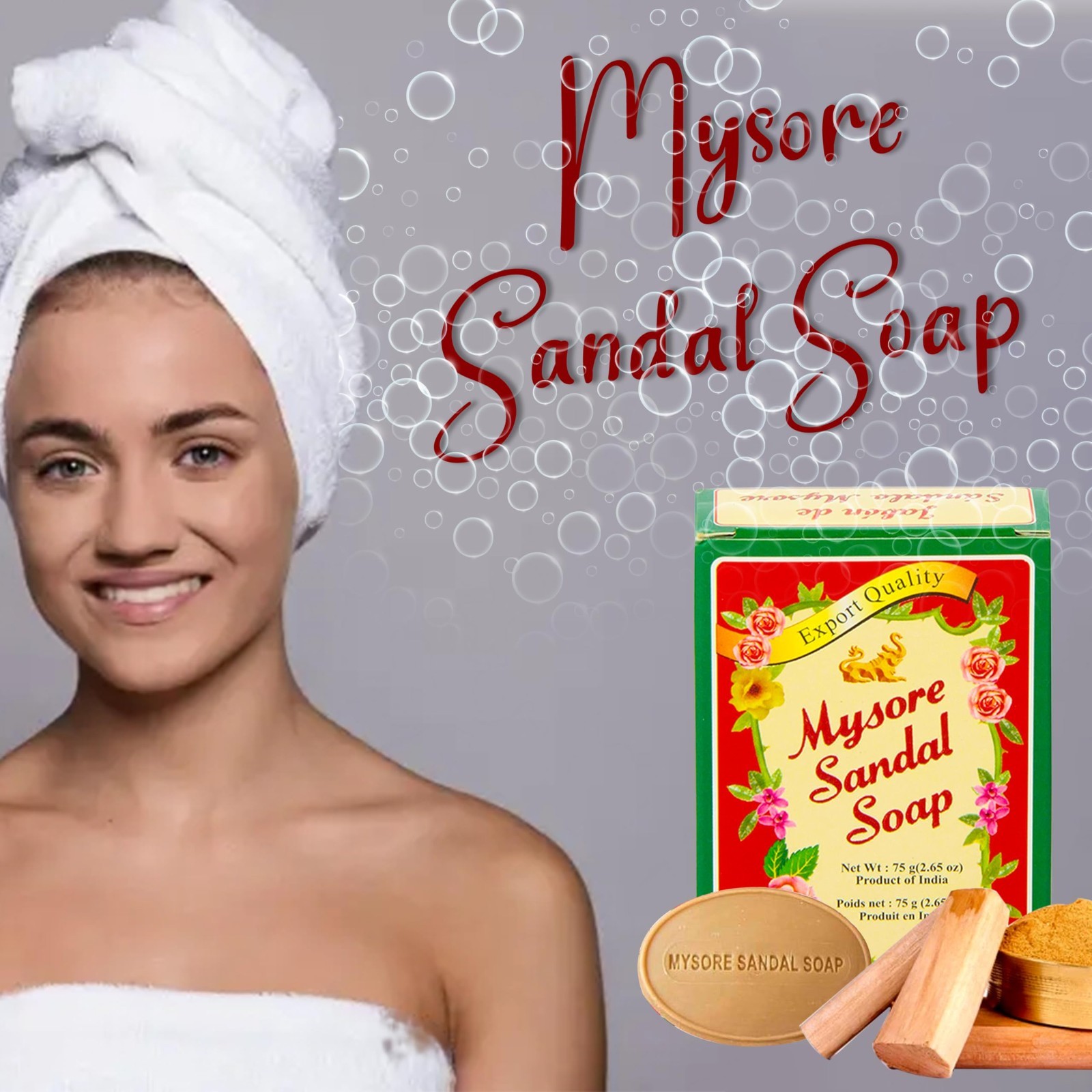 Natural Sandalwood Soap 75g – Pack of 12, Moisturizing, Aromatic, Skin Care