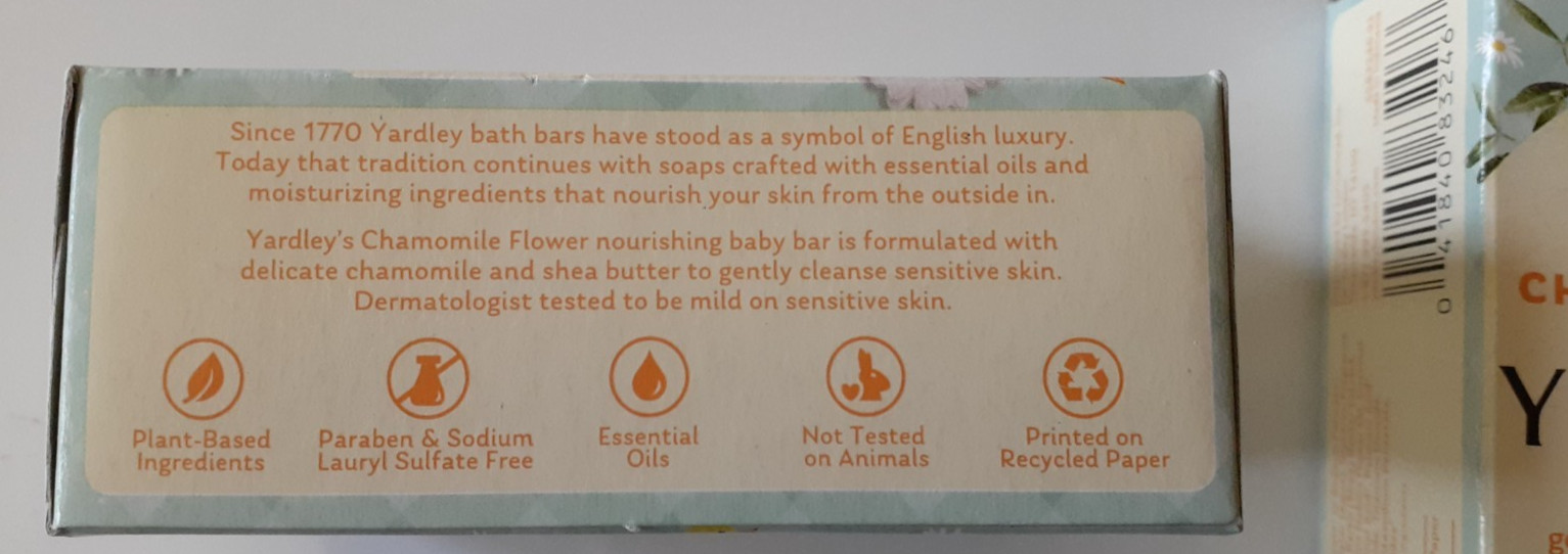 YARDLEY LONDON CHAMOMILE FLOWER NOURISHING BABY BAR OF SOAP LOT OF 4 NEW