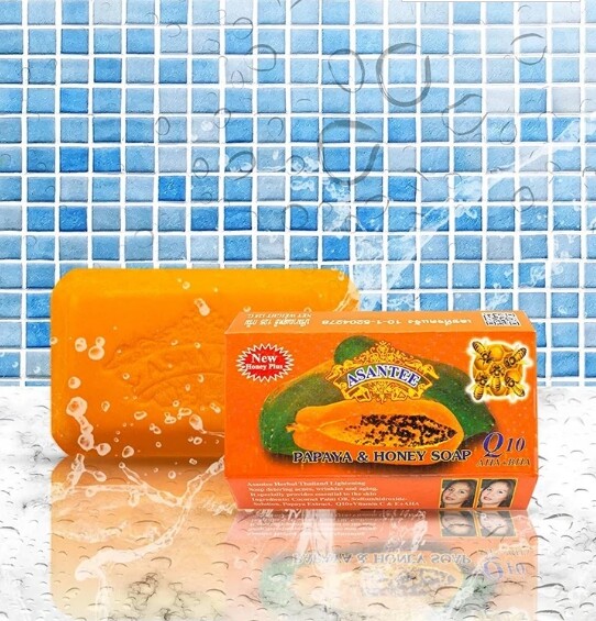 6XAsantee Papaya & Honey Soap Q10 Thai Herbal Skin Care Anti Acne Whitening
