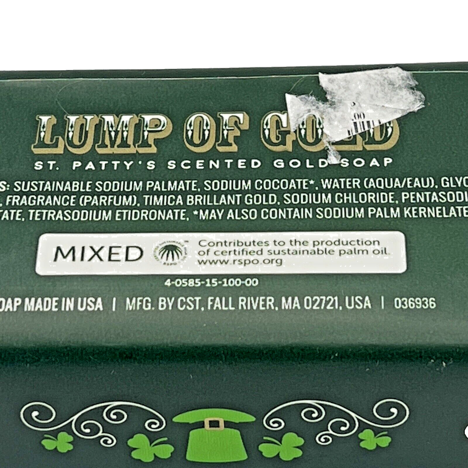 Lump of Gold Soap St Patty’s Scented Gold Bar 9 oz Cleansing Gold Shimmer Soap