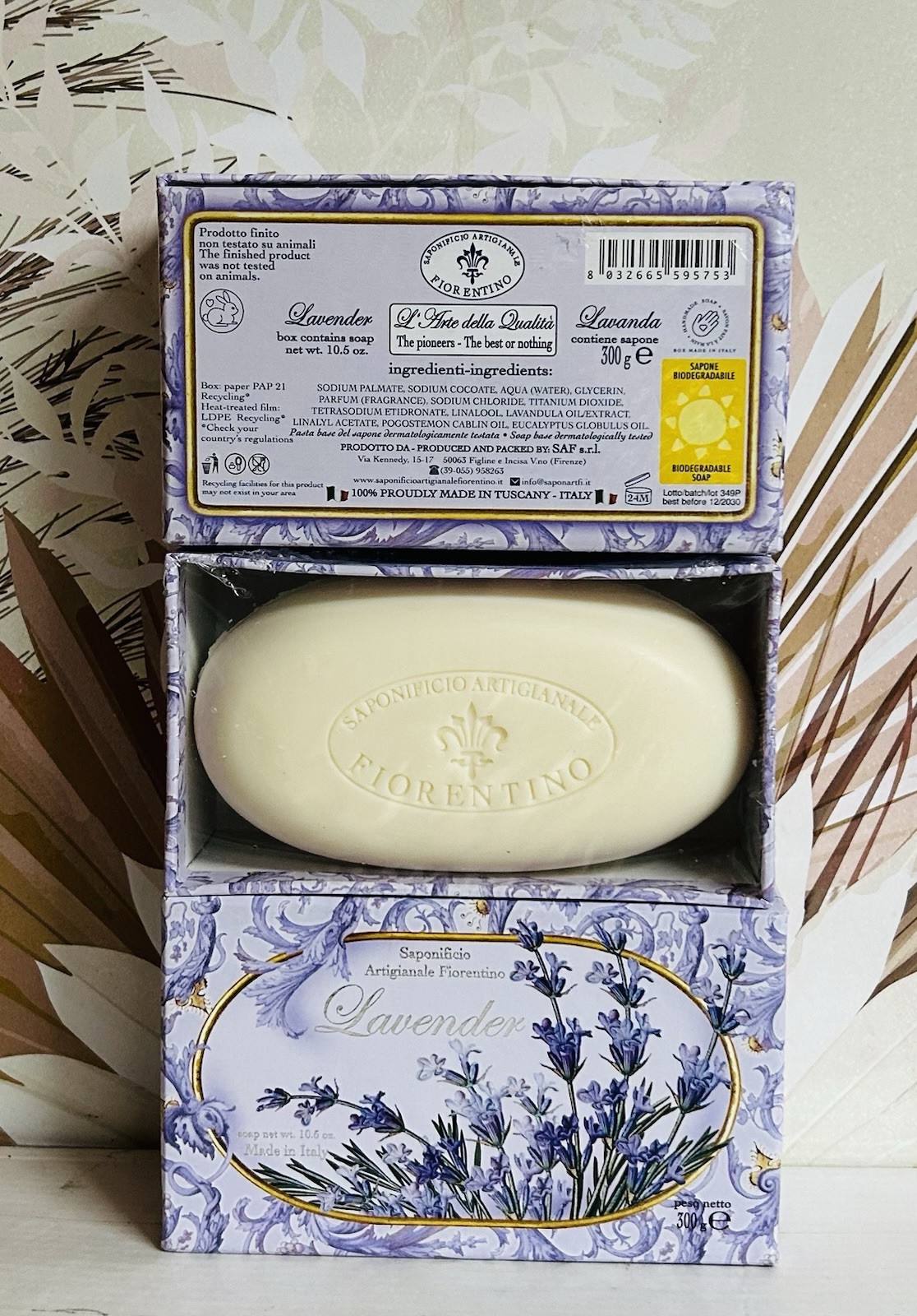 3-Pack Saponificio ~ Lavender Scented Bar Soap 10.5 oz Each Made in Italy