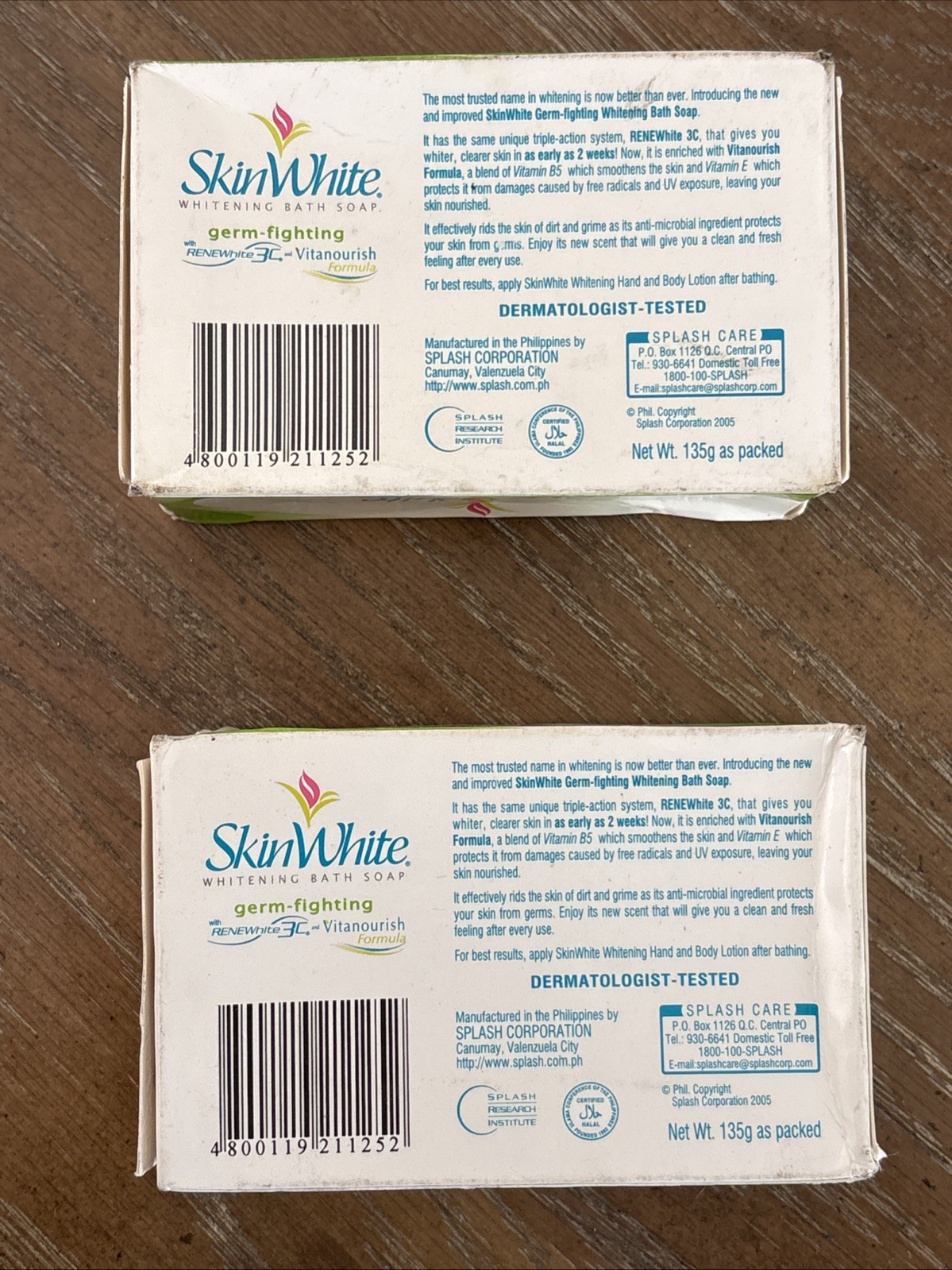Lot Of 2 Skin White Whitening Bath Soap Germ-Fighting Green Box 4.75oz