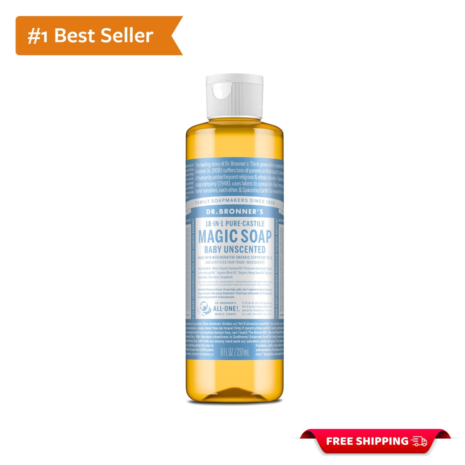 Gentle 8oz Liquid Soap for Babies – Organic, , Unscented Cleansing Solution