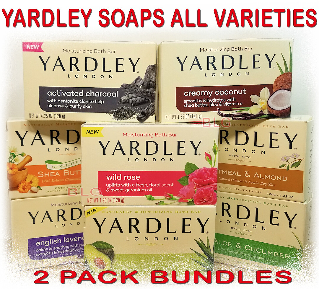 Yardley London Soap 4.25oz Bars Lavender Aloe Rose Hand Face Wash Jabon (2 Pack)